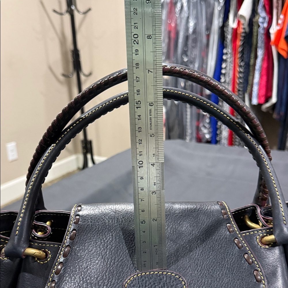 Dooney & Bourke Navy Florentine Leather Flap Satchel - Picture 13 of 17